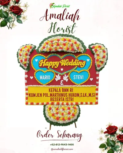 Karangan Papan Bunga Pernikahan di Bebetin